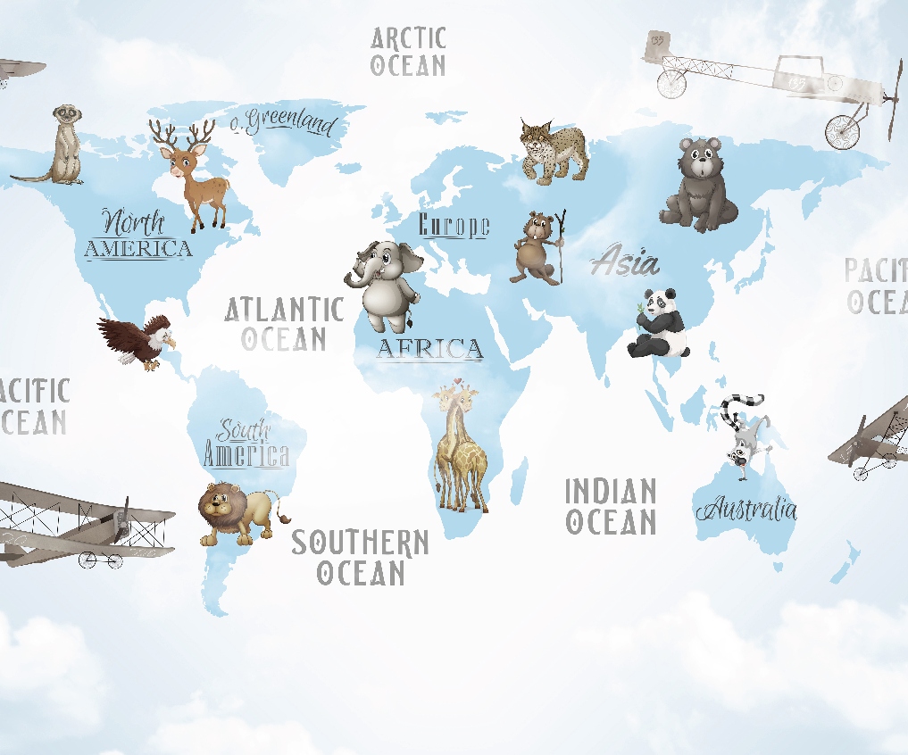 Fototapeta Modrá mapa sveta 300x250 vliesová 230g