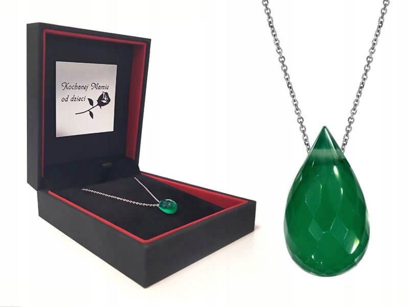 

Srebrny naszyjnik 925 kropla kamień chalcedon