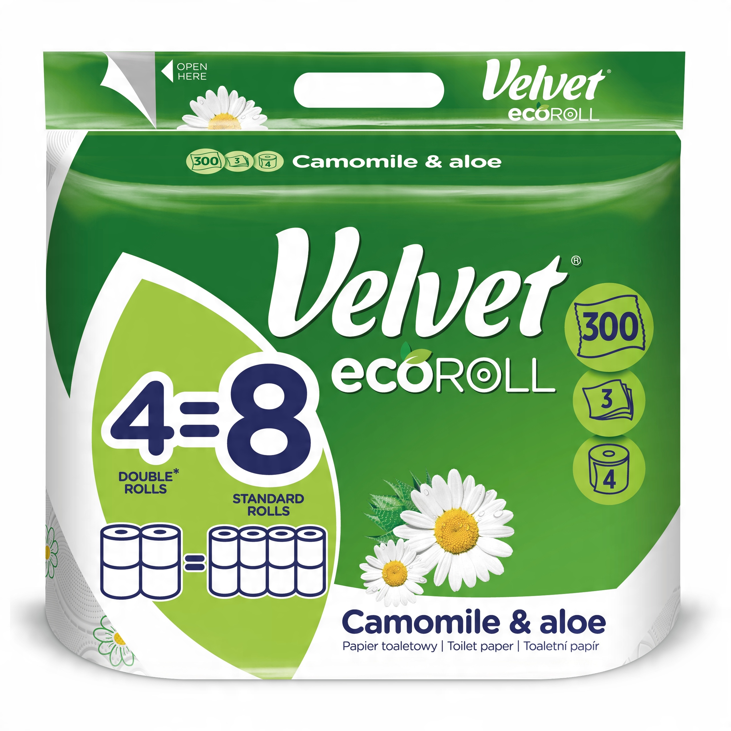 

Velvet papier toaletowy EcoROLL Rumianek 4 rolki