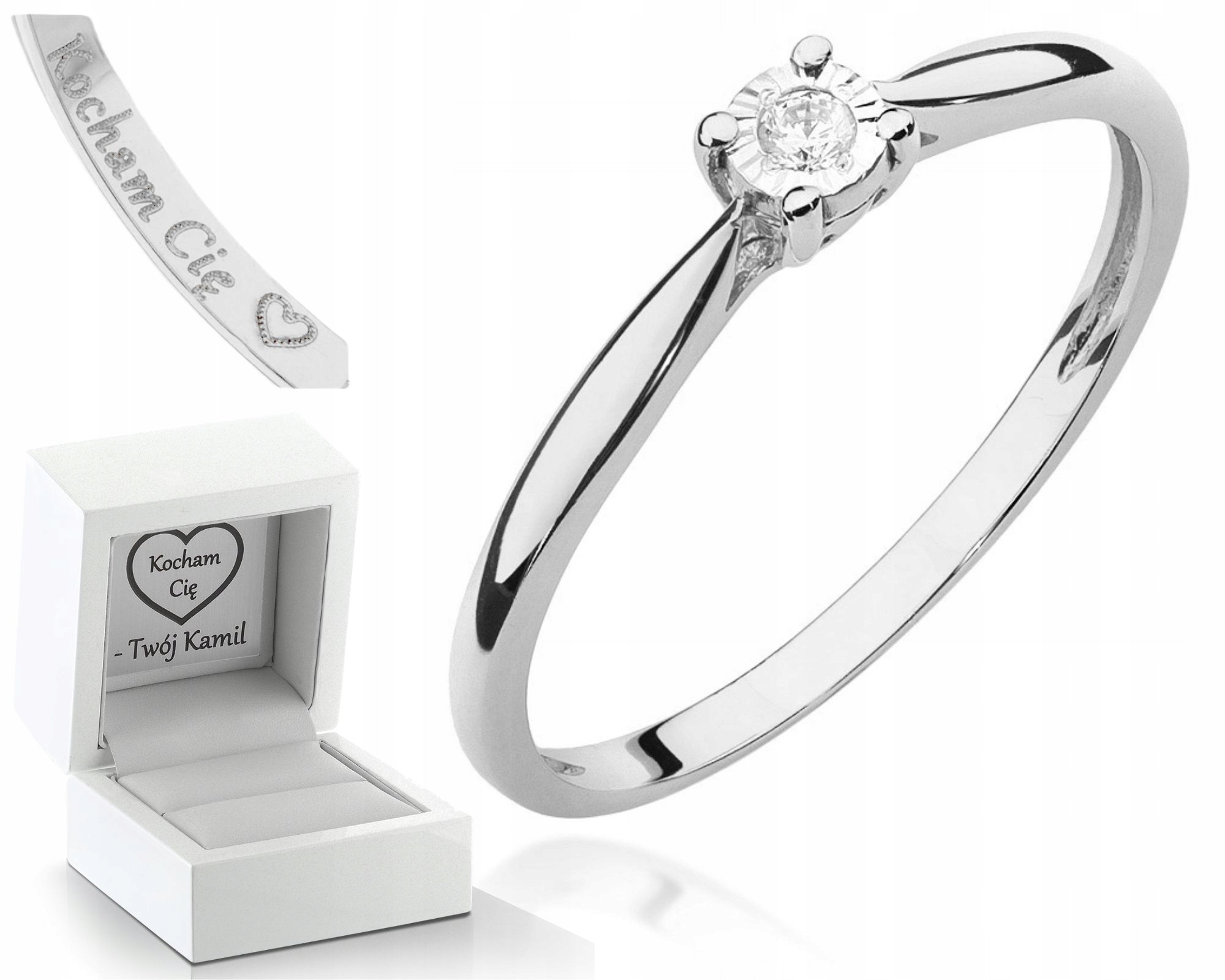 Prstýnek V Bílém Zlatě S Diamanty Gravírování