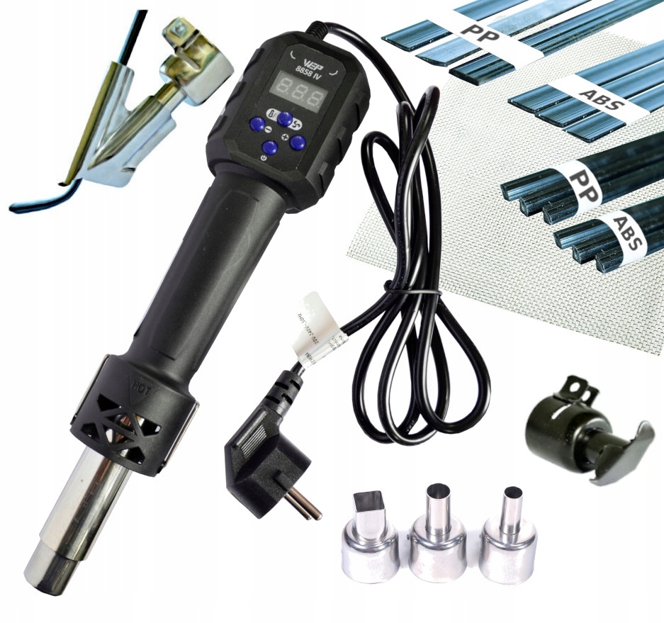 Spawarka do plastiku WEP 8858-IV 6x dysza + BUT, żelazko, plastiki, siatka