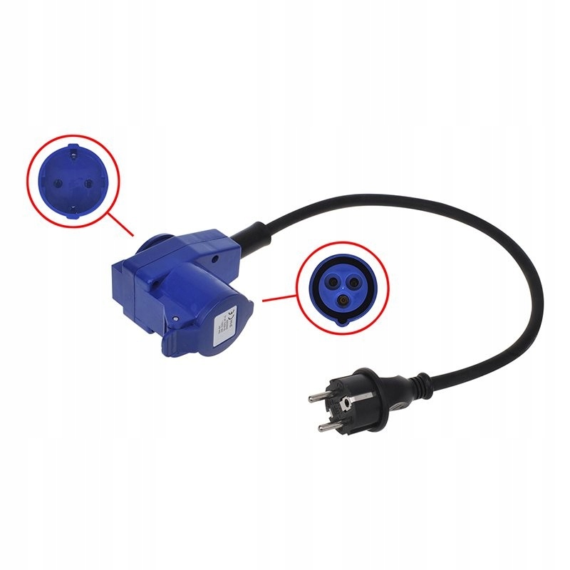 ADAPTER CEE WTYK NA GNIAZDO 230V KABEL 40 cm 1,5mm KAMPER