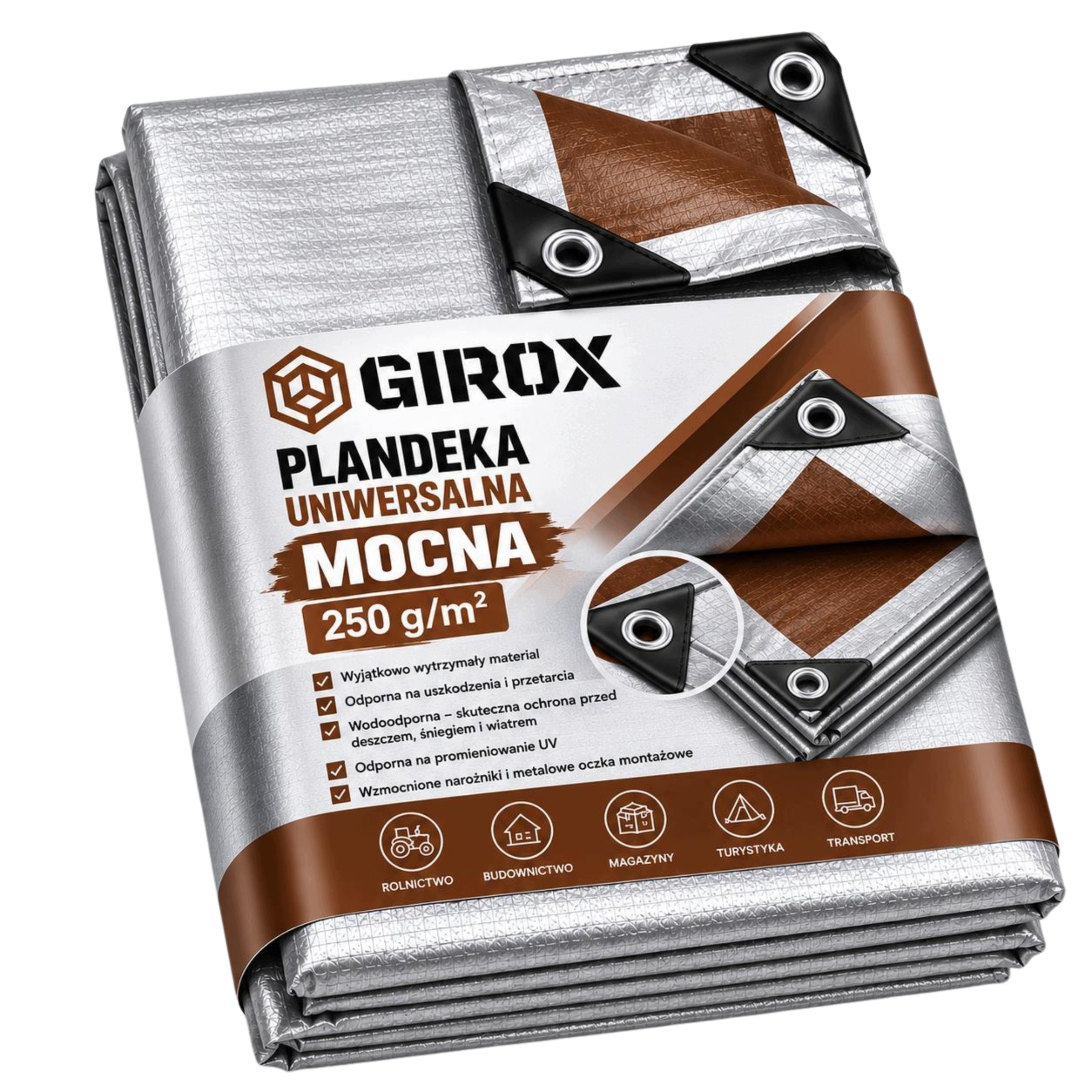 Plandeka 10X15 250G Mocna Wodoodporna Mrozoodporna Wzmacniana Uv+ Premium