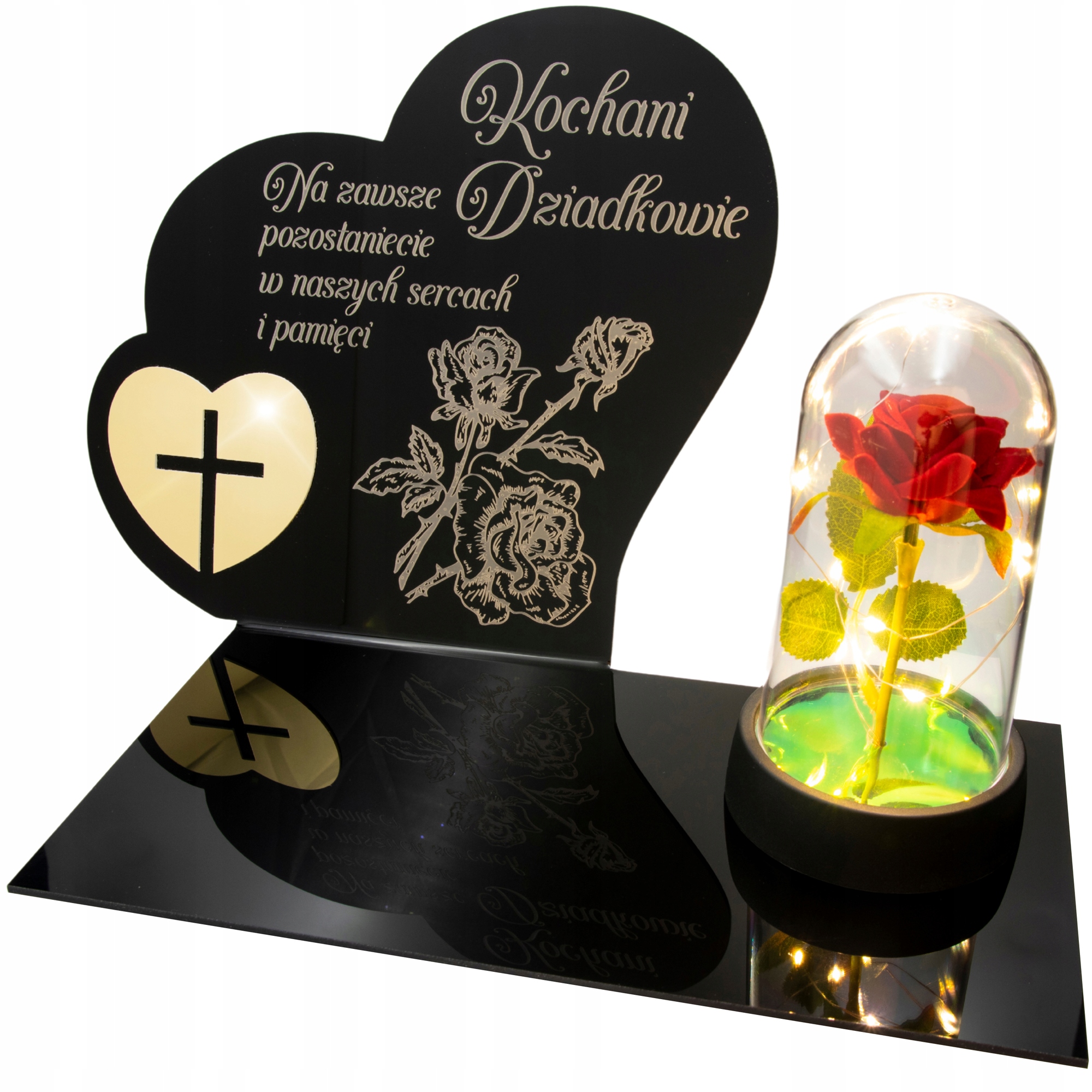 Dekorace na hrob S Gravírováním Hřbitovní Svíčka podstavec na hřbitov Růže Pro Prarodiče