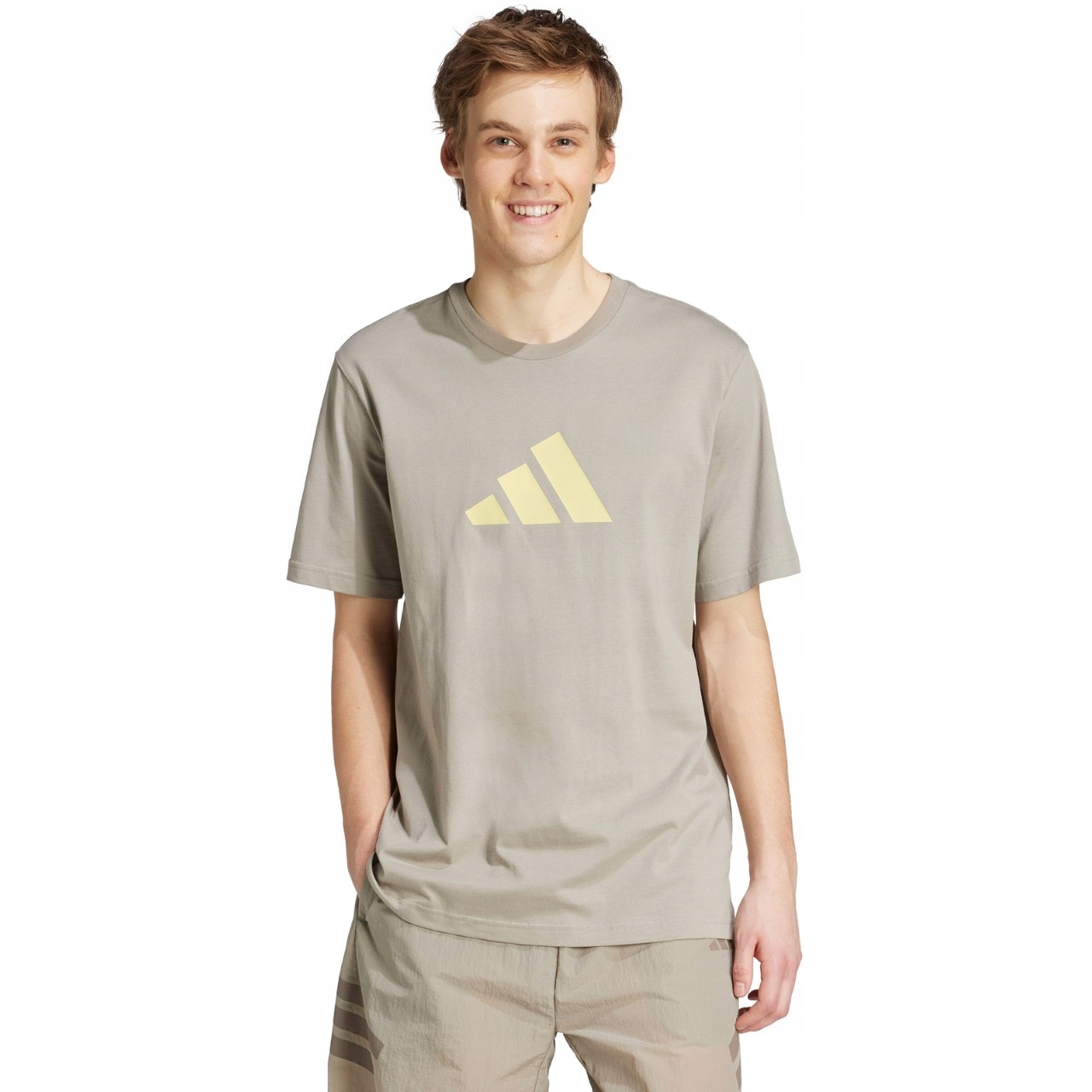 Tričko pánské adidas Future Icons Three Bar Tee béžové JD4915