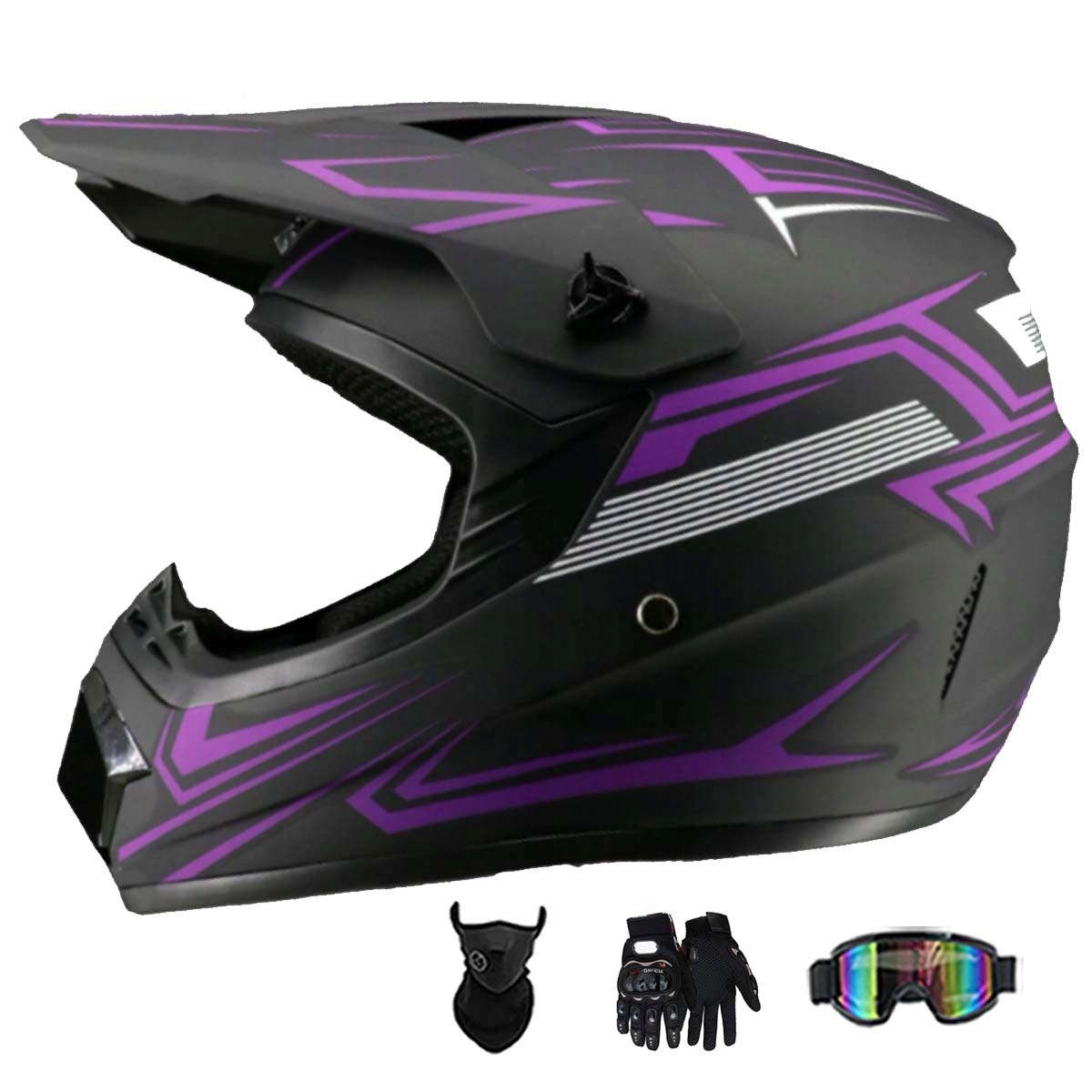 Motocyklová Přilba Lehká Enduro Quada Brýle Rukavice Maska XL