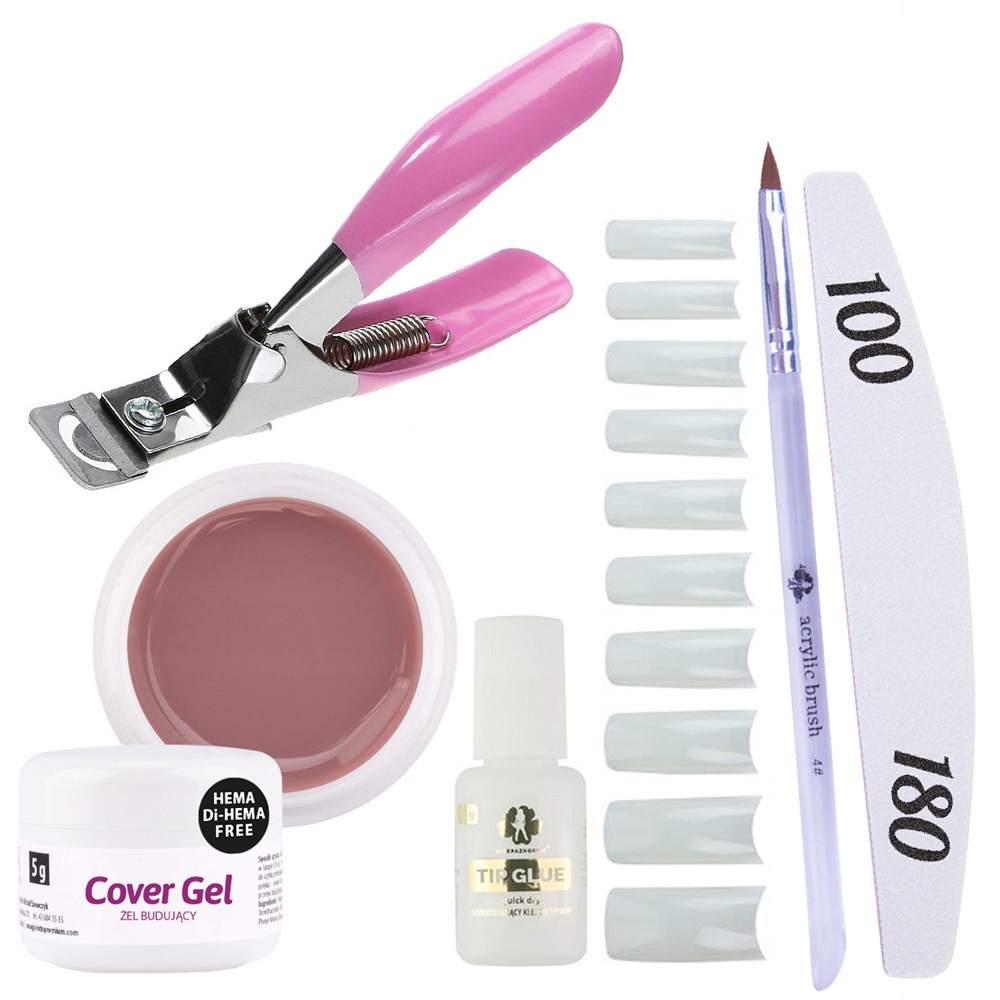 

Zestaw Przedłużanie Budowanie Paznokci Tipsy Żel