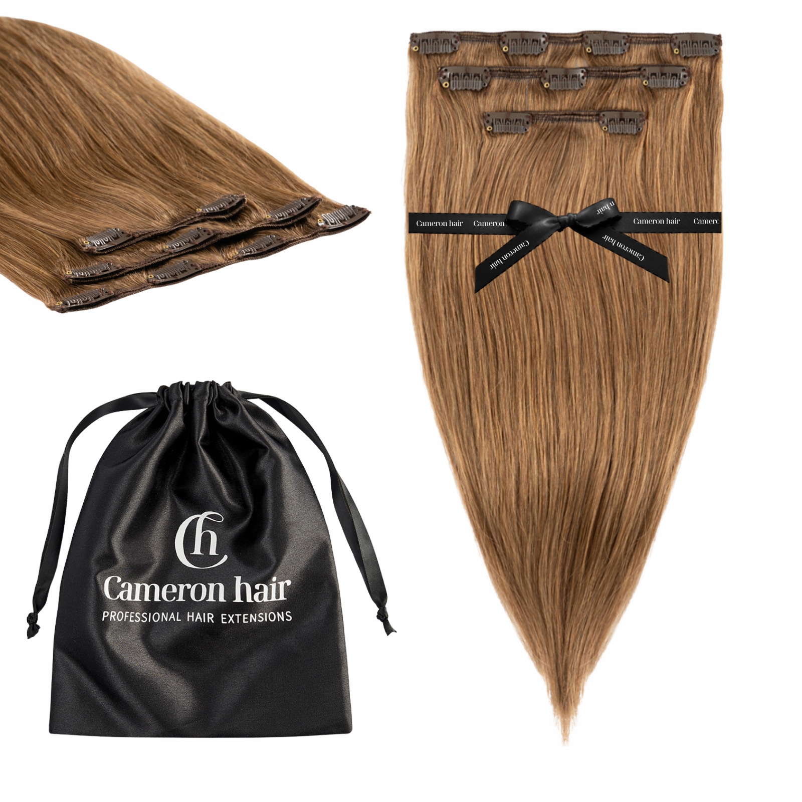 Přírodní vlasy Clip In 43 cm 3 pásky 60 gramů #8 Tmavě blond