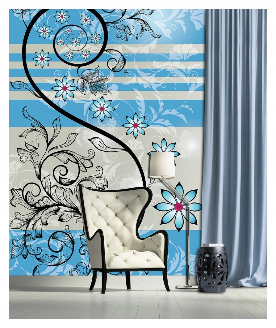 Fototapeta Modré kvety Vinylová abstrakcia 184x254 lepidlo