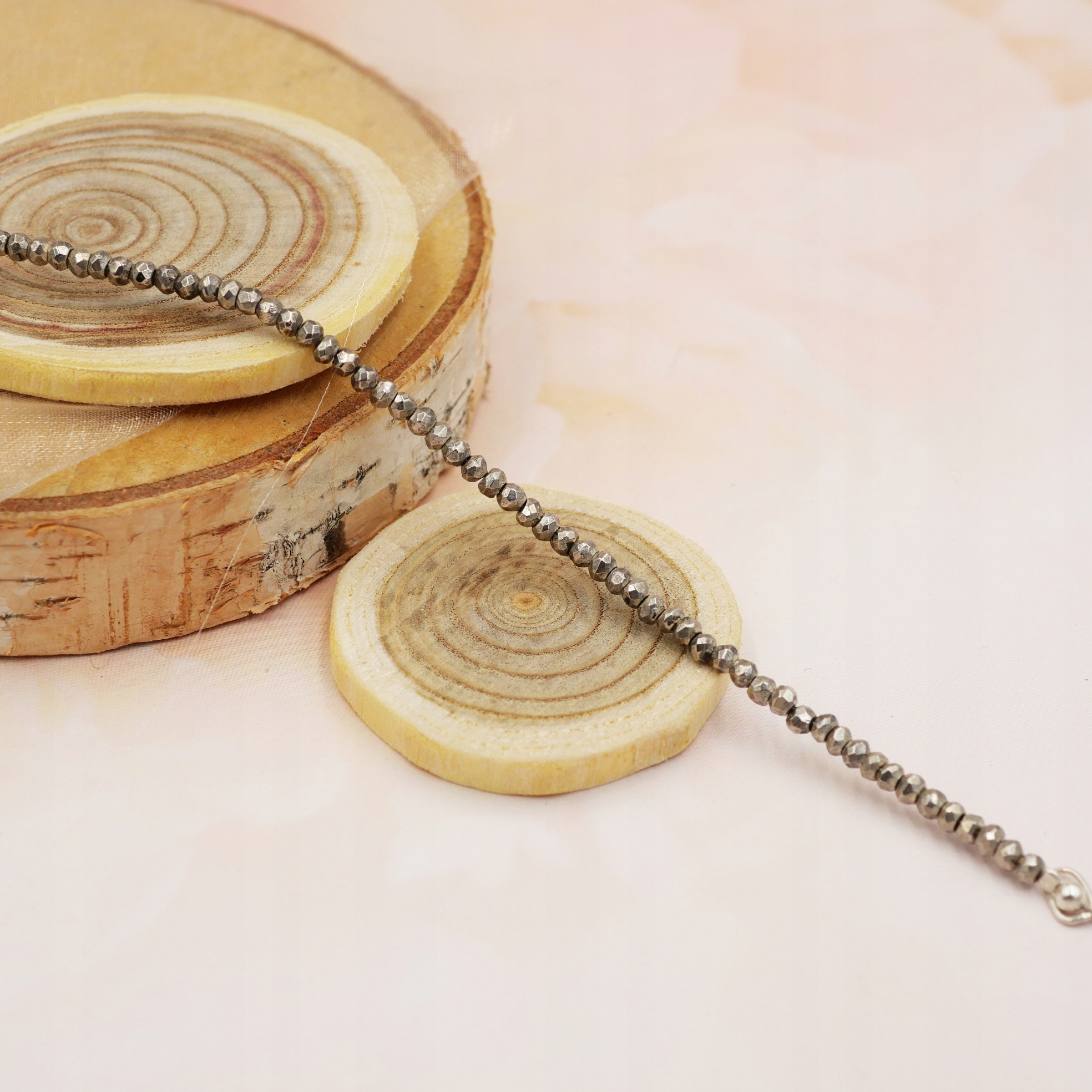 Srebrna 925 bransoletka- piryt 0,3 cm Materiał srebro