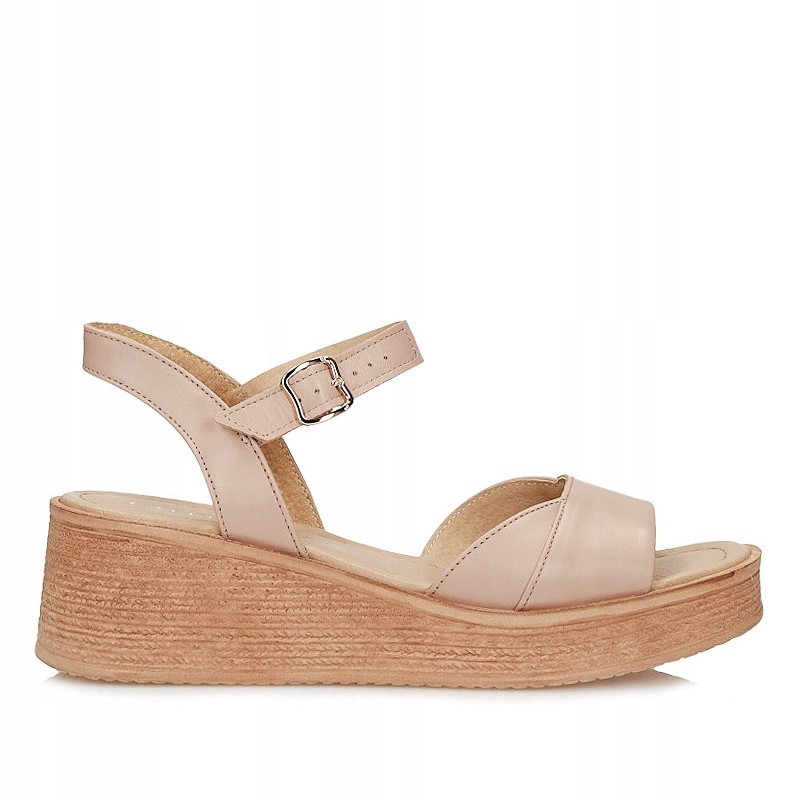 Béžové kožené sandály na podpatku Ryłko 3MG17_Z_Z02F