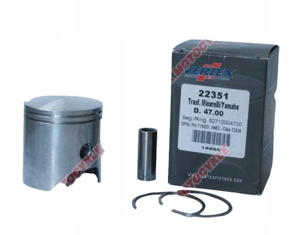 VERTEX TŁOK MALOSSI (MINARELLI, YAMAHA) (47,40MM +0,40) SWORZEŃ 10MM (PIERŚ