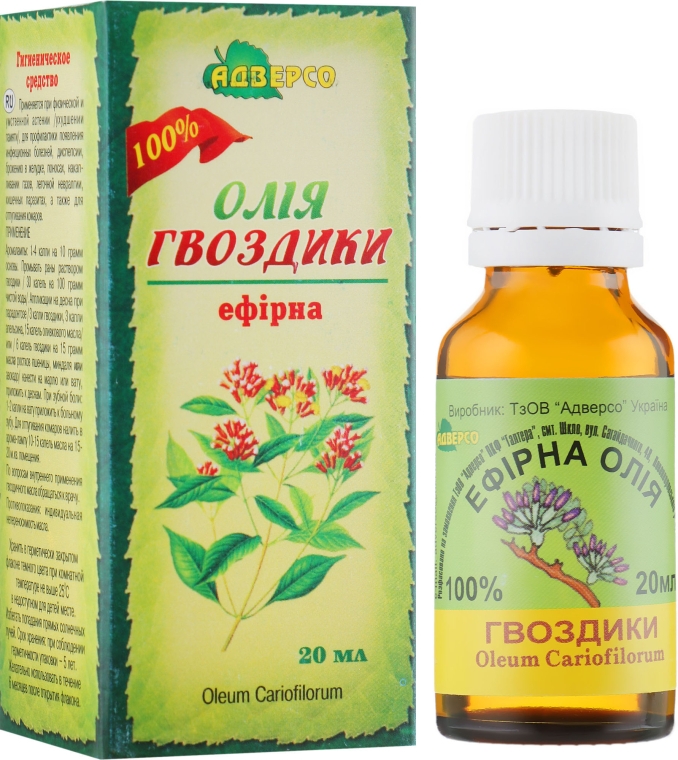 Olejek Goździkowy, 100% naturalny Adverso, 20ml