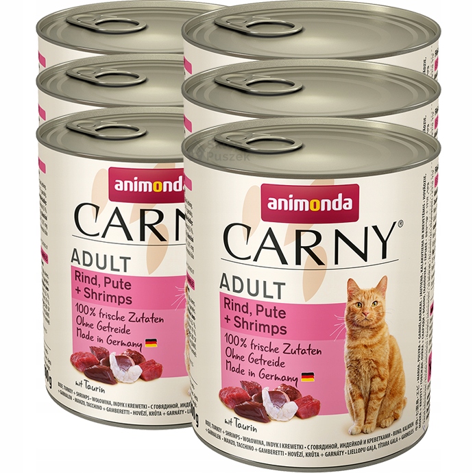 Animonda Kot Carny Adult Hovězí/Krůta/Krevety konzerva Set 6x800g