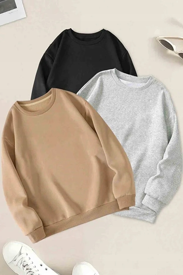 Mikina Bez Kapuce Jednoduchá Bavlna Polyester L 5GA