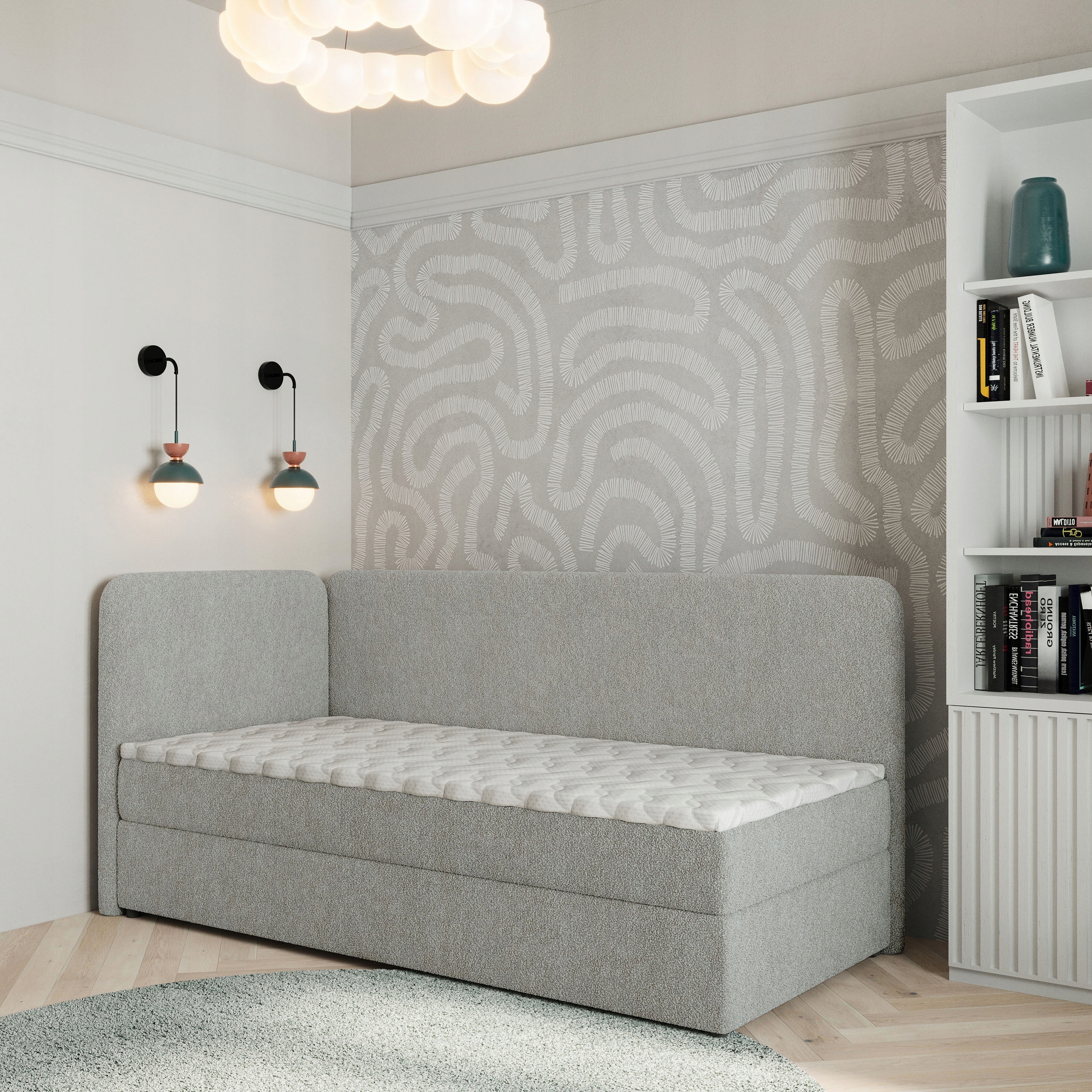 Postel Pro Mláděž Gina 80x200 cm s matrací, jednolůžko, světle šedá barva