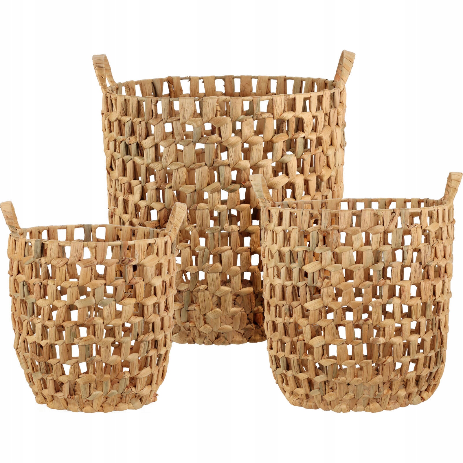 Kôš S Držadlami pletený Košík sada Košov 3 ks Okrúhle Koše