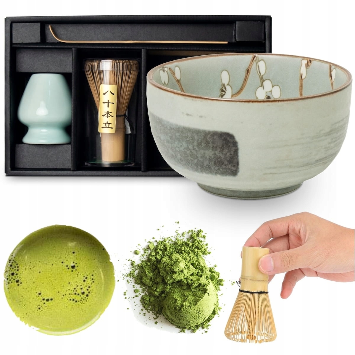 Zestaw Do Herbaty Matcha Hana Light Green 4 Elementy Edo Japan