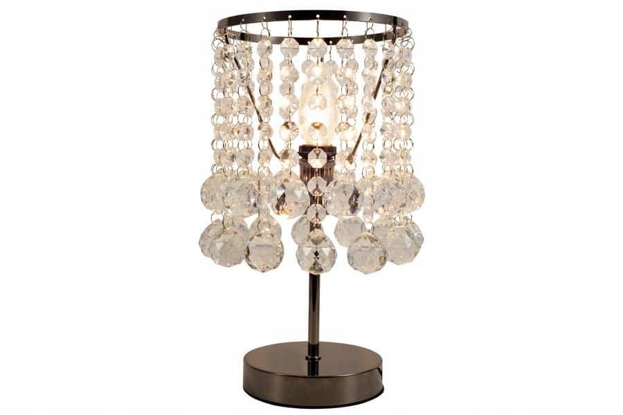 Stolní lampa s převislými krystaly ve tvaru kuliček London Crystal E14