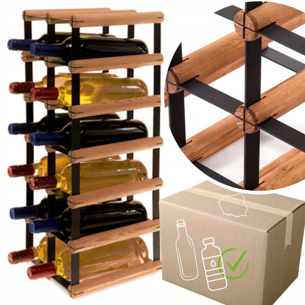 Stojan na víno regál na Pet lahve 12 lahví Eko Úzký Minimalistický