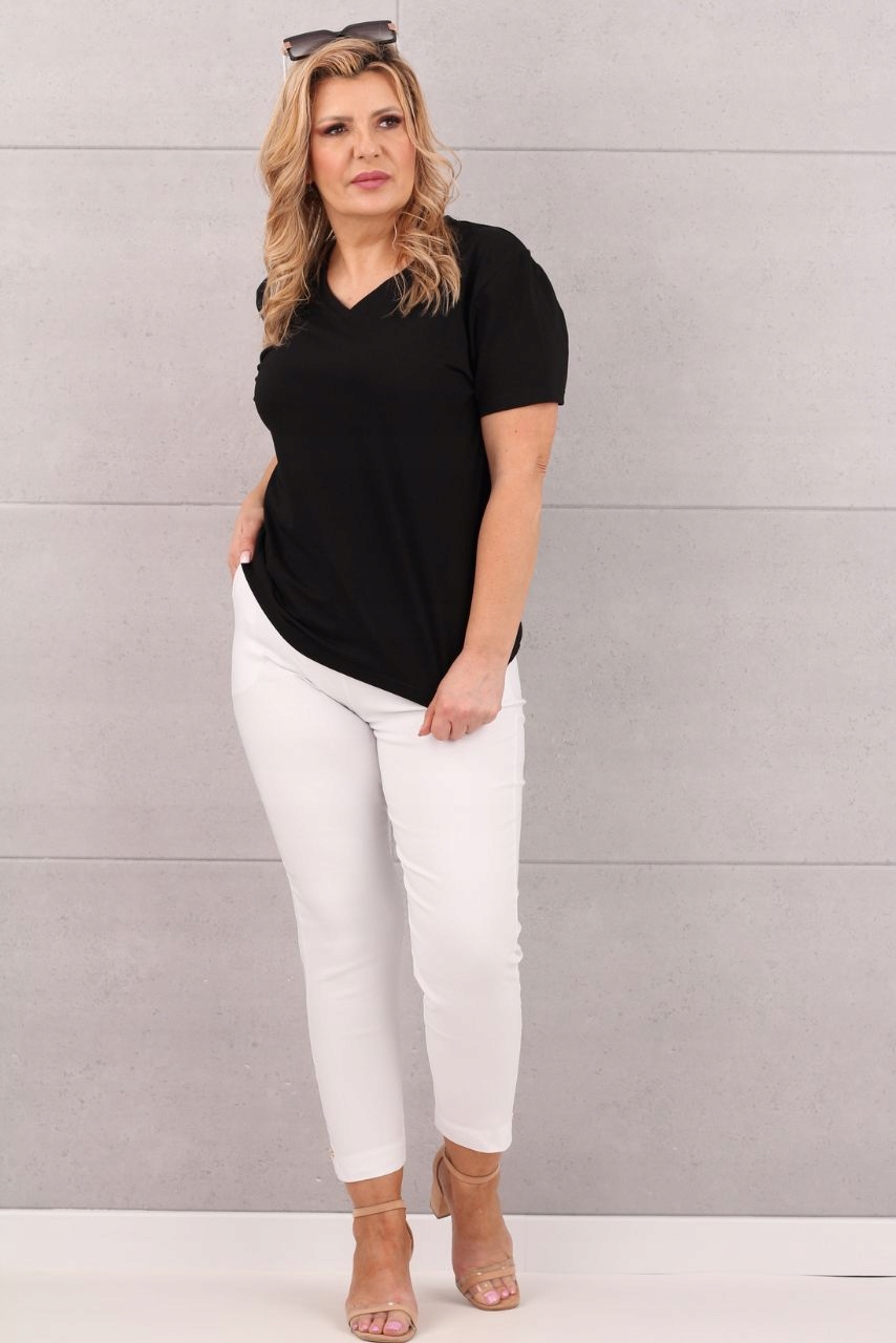 ELASTYCZNE BAWEŁNIANE SPODNIE DUŻE ROZMIARY WYSOKI STAN NA LATO ELEGANCKIE Płeć kobieta