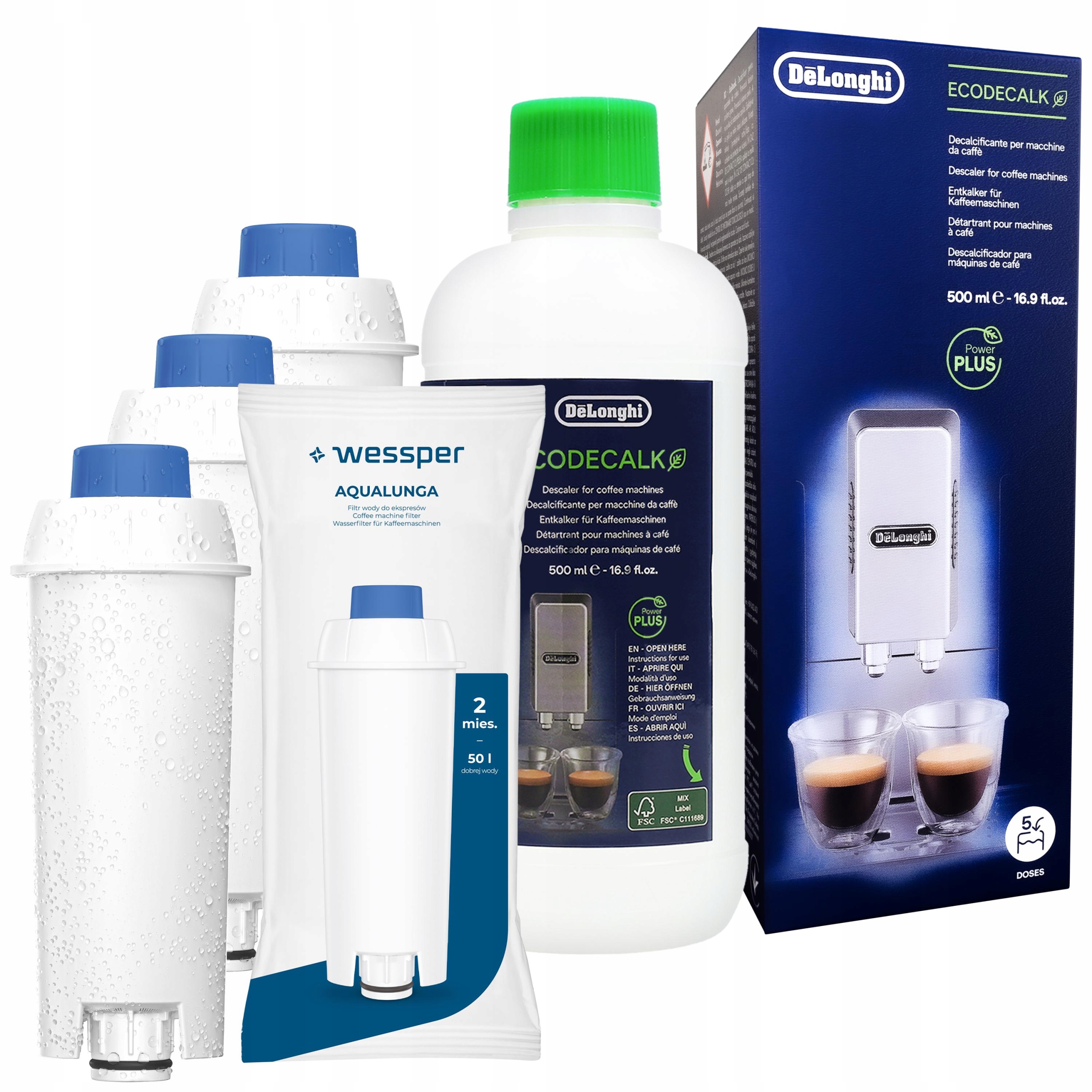 Odkamieniacz do ekspresu Delonghi 3x filtr do wody Wessper do Delonghi