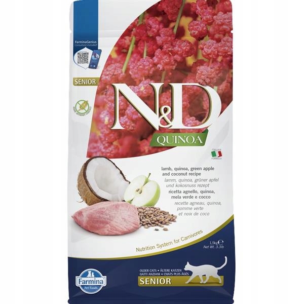Levně N&d Quinoa Cat Gf Senior Lamb, Green Apple and Coconut 1,5 kg