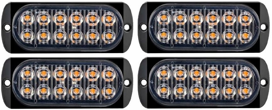 Výstražné Světlo 12 Led Kohout Nouzové Autopřepravník Oranžová 4 Ks
