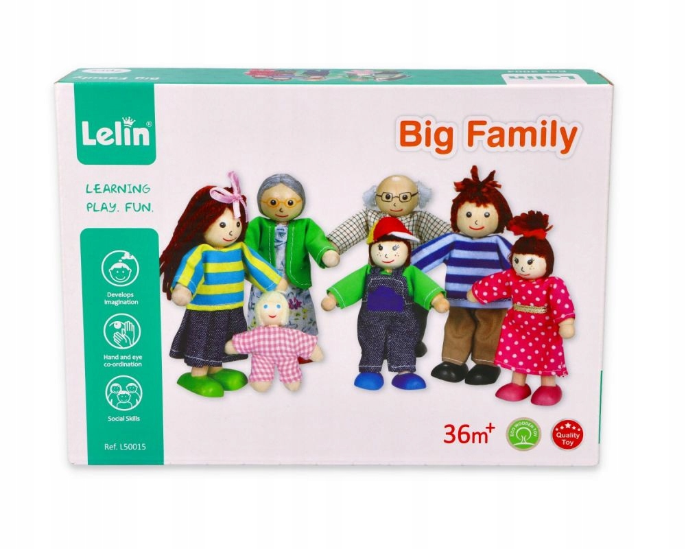 LELIN DREWNIANE LALECZKI LALKI DO DOMKU RODZINKA Wiek dziecka 3 lata +