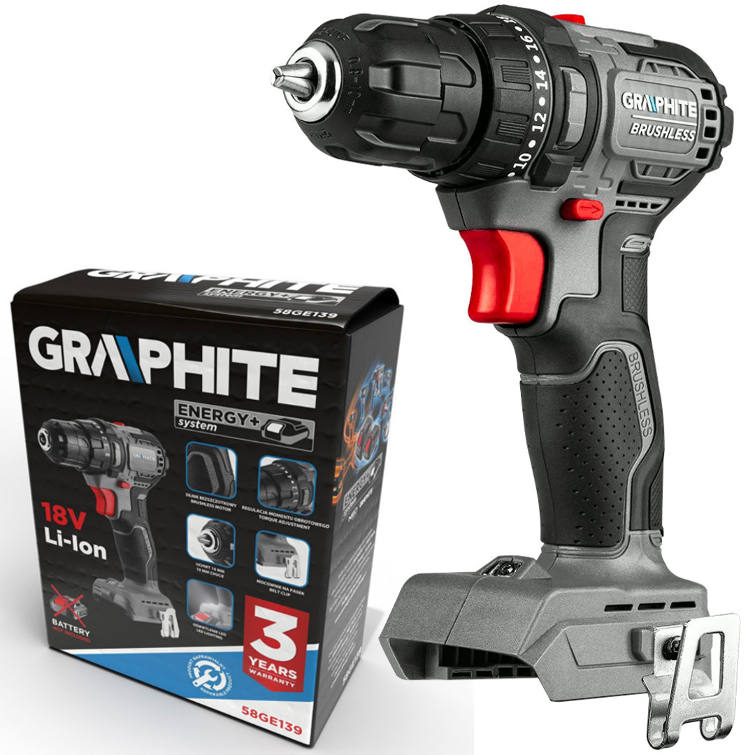 Graphite Wiertarko-wkrętarka bezszczotkowa 55Nm 10mm 18V Energy+ 58GE139