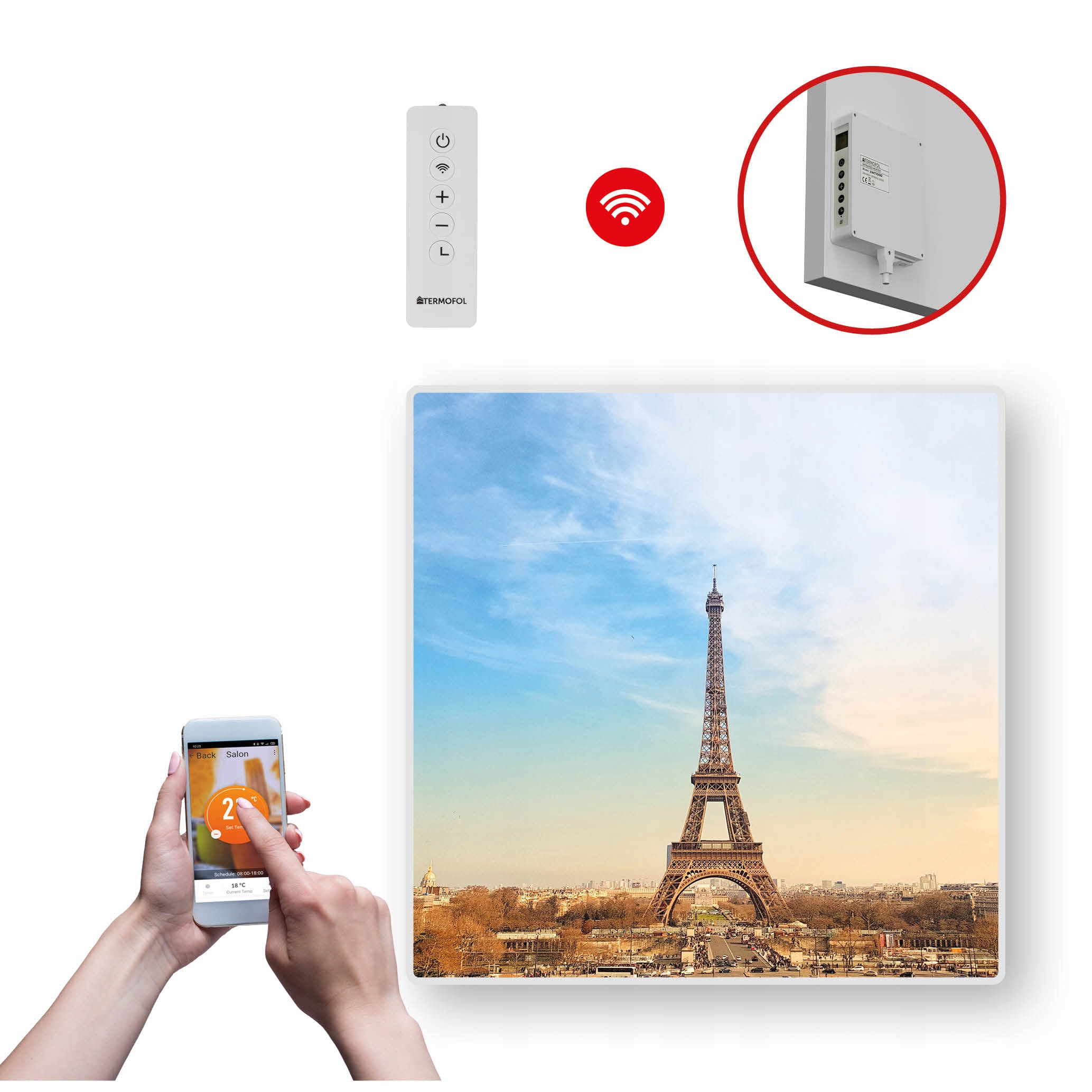 Dekoračný infračervený Ohrievací Panel s výkonom 350 W a Wifi