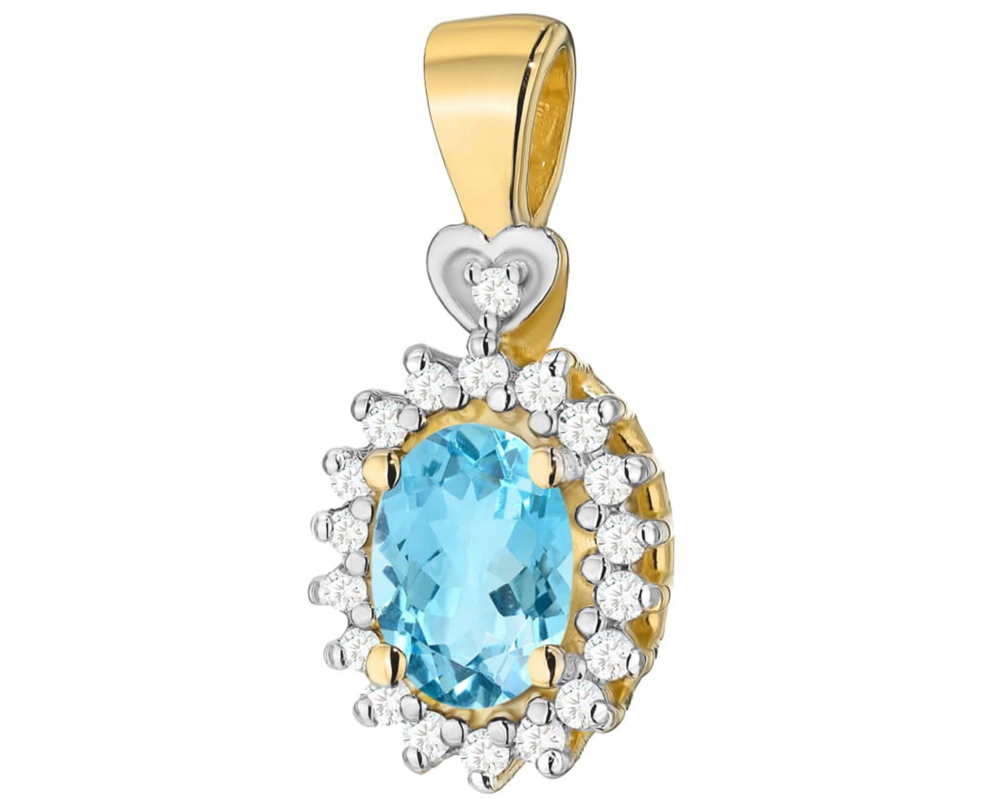 Zlatý Přívěsek S Briliantem A Tyrkysovým Topazem 585 Dárek Gravírování