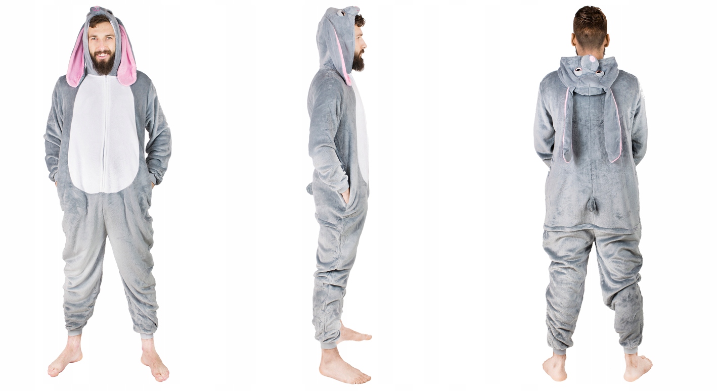 KOSTIUM KIGURUMI ONESIE JEDNOCZĘŚCIOWA PIŻAMA ŚWIĄTECZNA KRÓLIK CIEPŁA M Rozmiar M