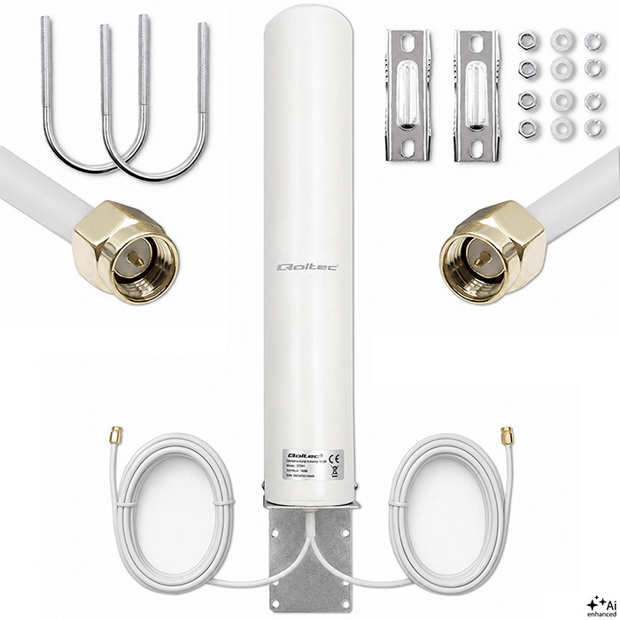 Anténa 5G Lte venkovní Qoltec Dual 15 dBi 2x Sma IP67 kabel 3m RG58