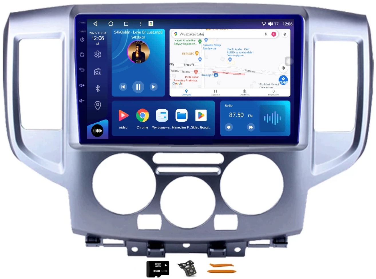 Radio Android Navigace Nissan NV200 10-18 8/256GB 2K Lte 4G CarPlay Gps