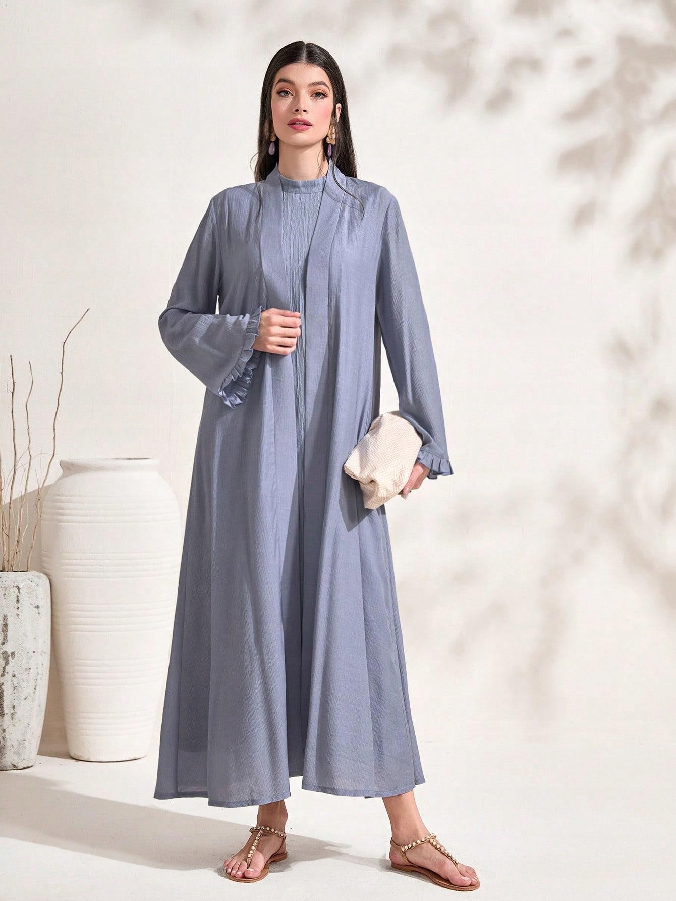 Šaty Přehoz Žebrovaný Maxi Shein S