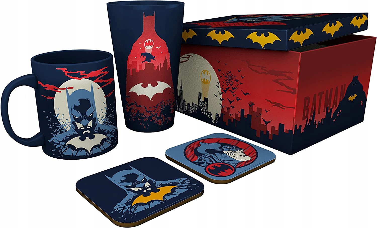 DC Comics Pck Glass XXL+KUBEK+2 Coasters Glow