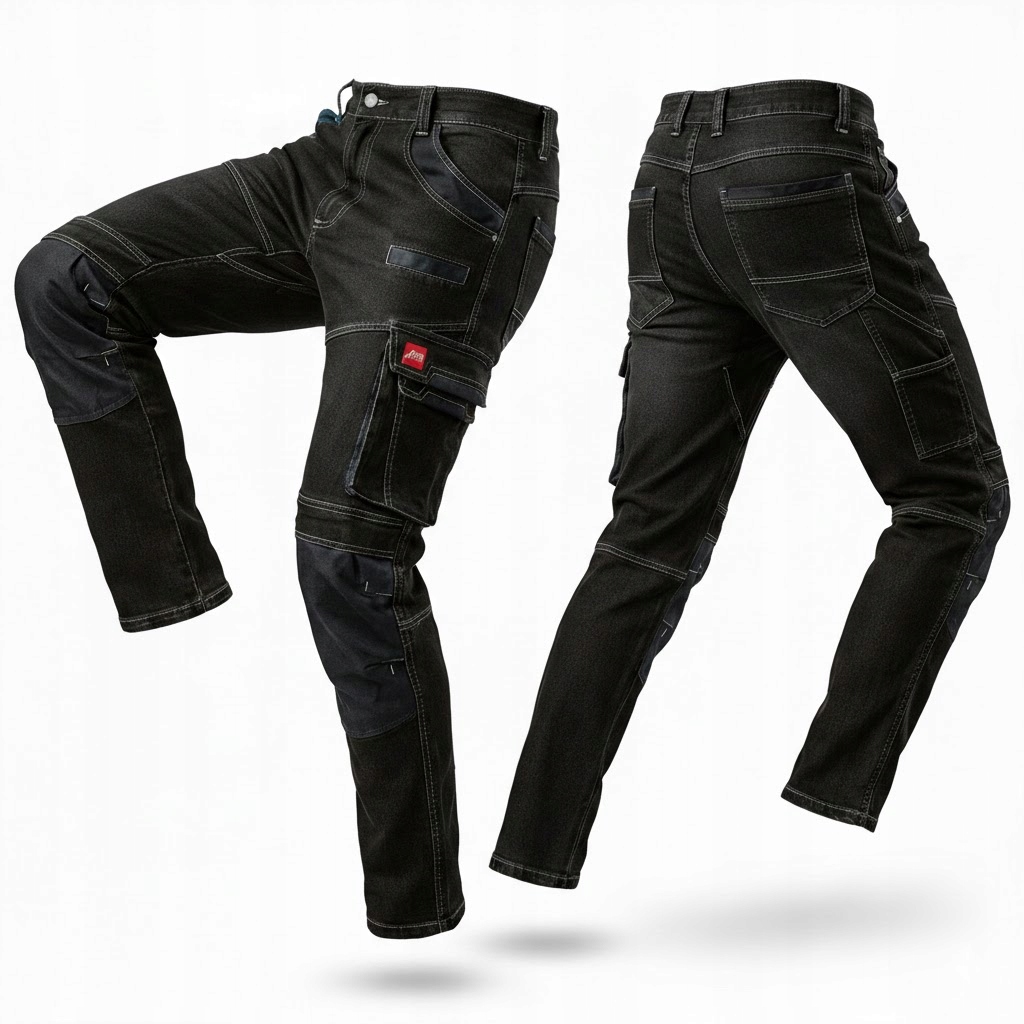 Spodnie Robocze Ochronne Jeans Elastyczne Mocne Stretch Monter 340g Bhp r.L