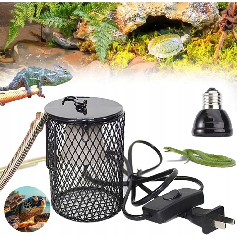 Levně Sada topné lampy 100 W E27 s ochranným krytem pro plazy