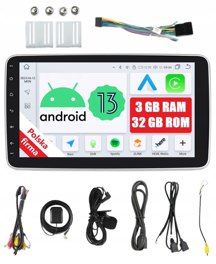 Uniwersalne Radio 1DIN Nawigacja Stacja Multimedialna 3/32 Gb Dsp Carplay