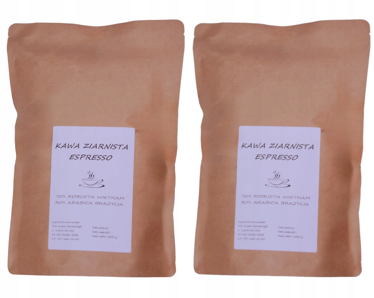 Levně Čerstvě Pražená Káva Zrnková Espresso Blend Vietnam Brazílie 2x1KG Silná
