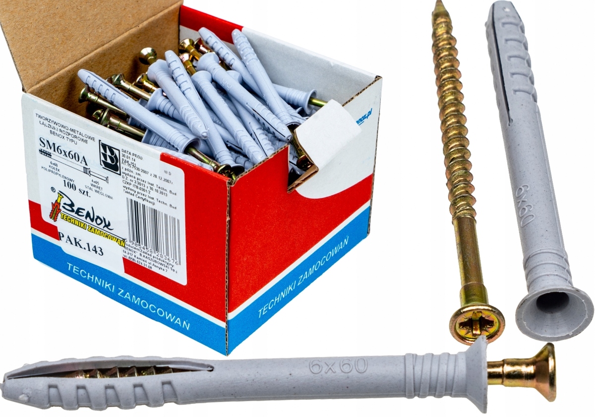 

Kołki rozporowe 6x60 A szybkiego montażu 100szt.