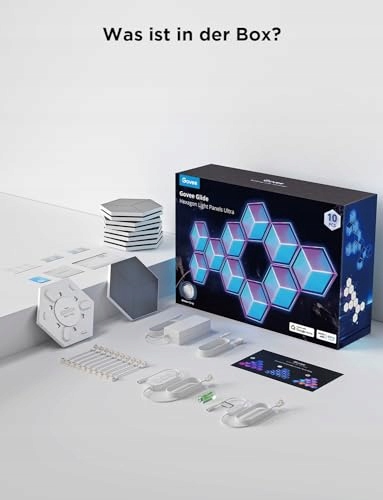 GOVEE Glide Hexagon RGBIC Lampa Ścienna LED Wi-Fi 10 Paneli Alexa Gaming — miniatura 9