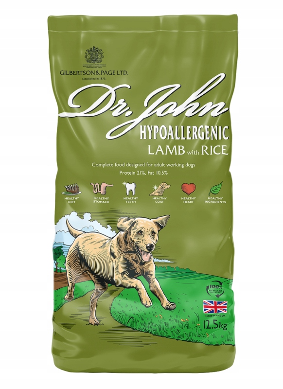 sucha karma dla psa Dr John Lamb 12.5 kg 55% jagnięciny z Uk Cocker Spaniel