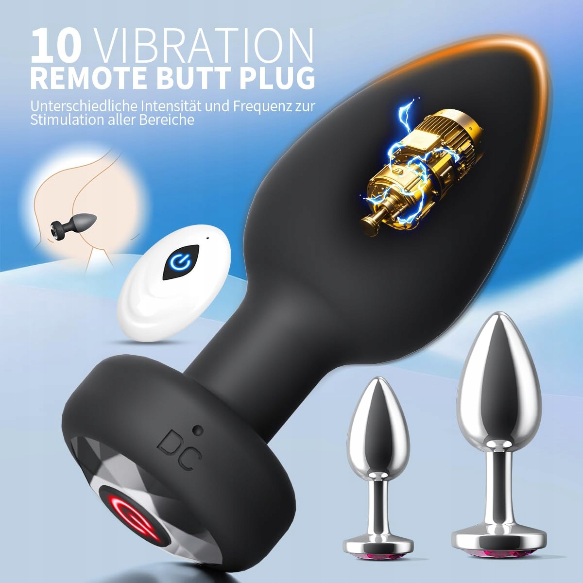 ANALPLUG Zestaw 3 Sztuk Silikonowy Metalowy Wibrator Dla Kobiet i Mężczyzn — miniatura 2