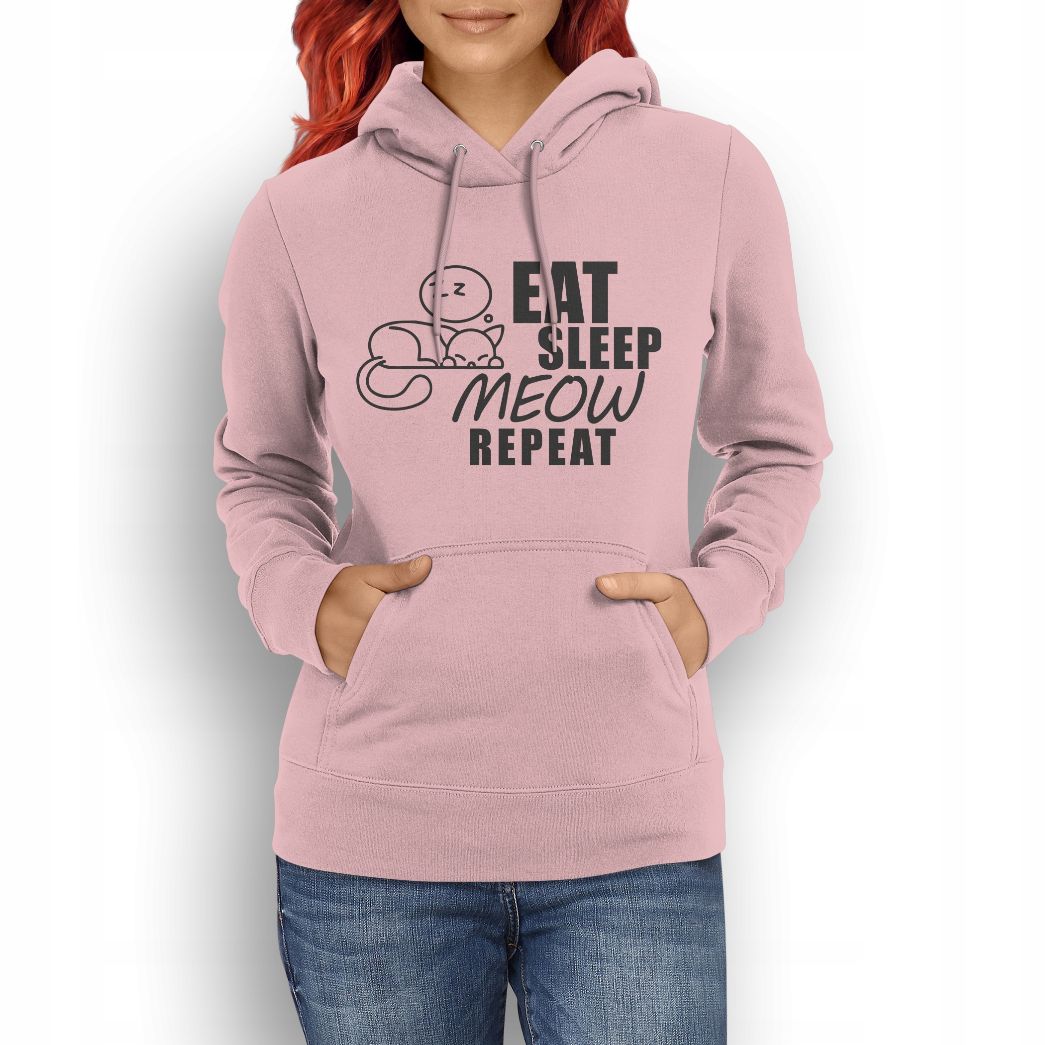 

Bluza damska Eat Sleep Meow, na prezent, różowa S