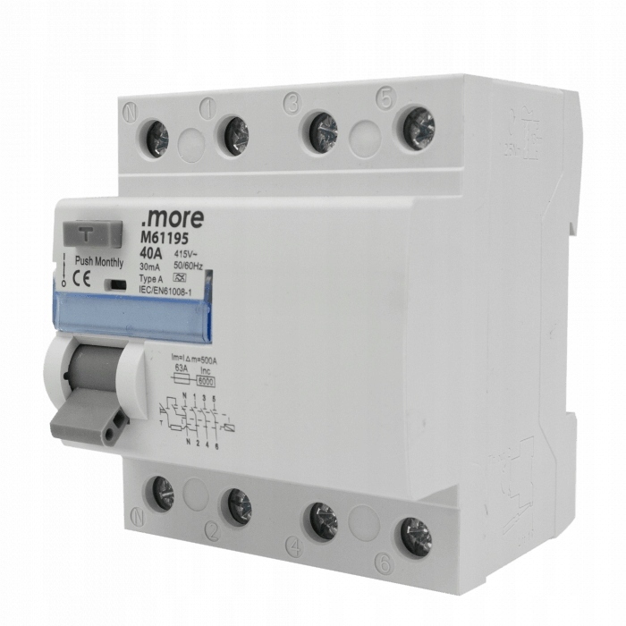 Diferenciální proudový spínač 40A 30mA A 6kA 4P