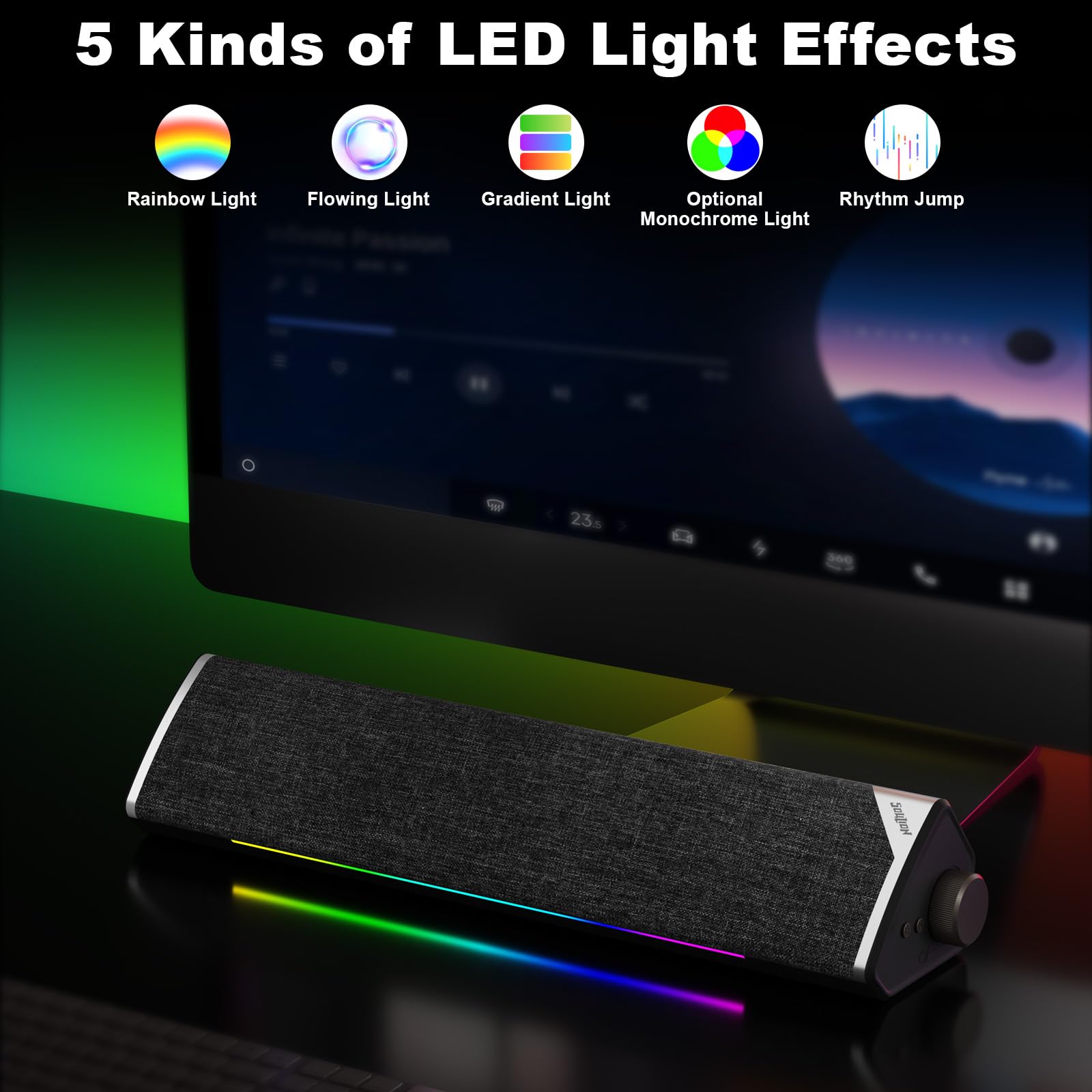SOULION R60 Głośniki PC USB Bluetooth Soundbar LED Do Laptopa Gamingu — miniatura 4