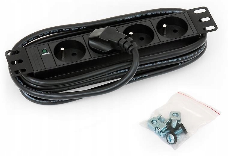 Triton 10" rozvádzač 4x230V Csn- 2m, čierny RAB-PD-X90-C1