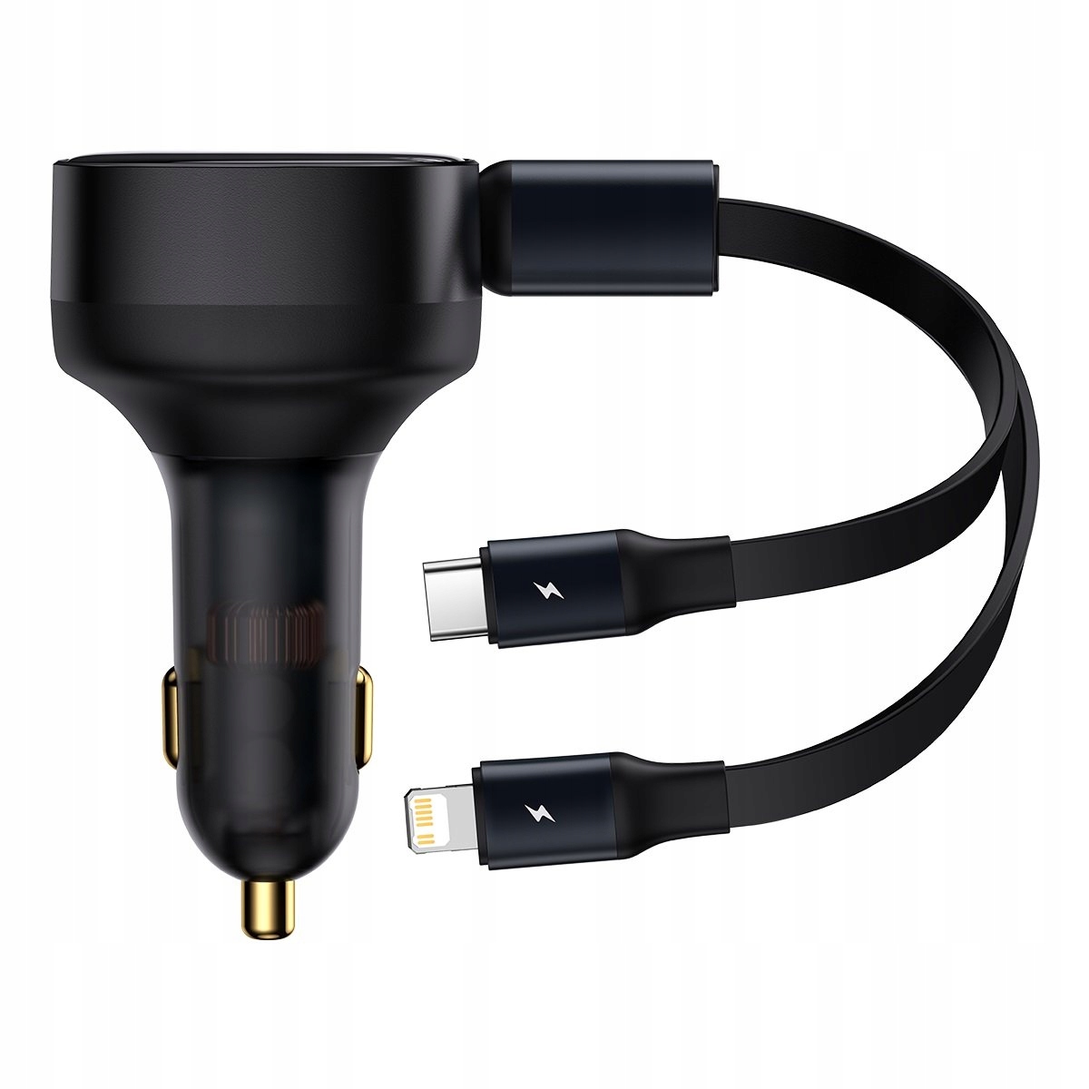 automobilová 2v1 Usb-c iPhone Lightning rolovací kabel 75 cm 30 W